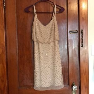 Adrianna Papell gold sequin blouson dress size 0